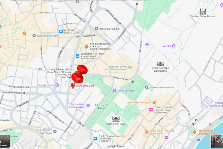 shyra restaurant location in sultanahmet