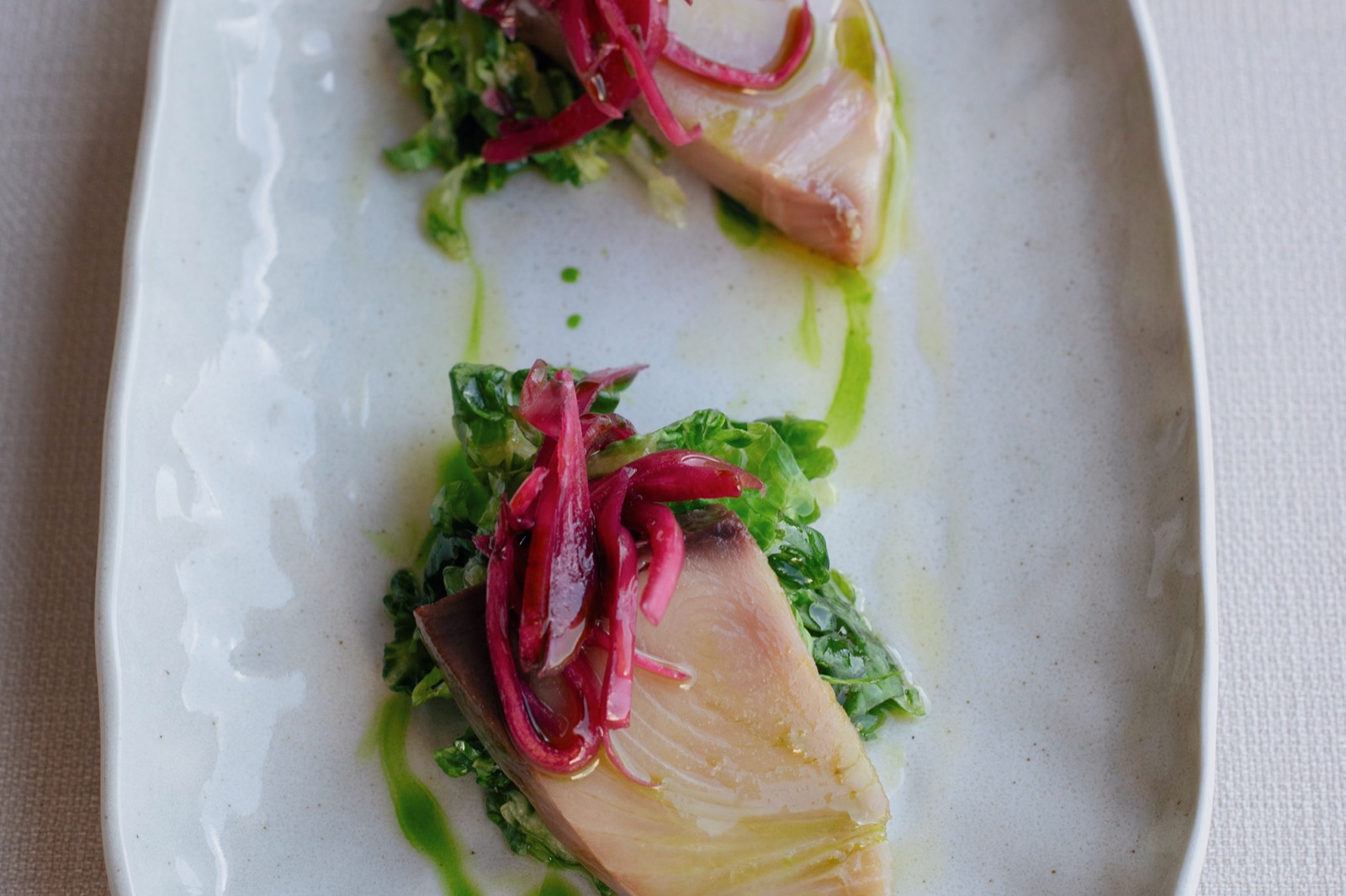 Istanbul-style lakerda, cured bonito plated at Shyra Restaurant